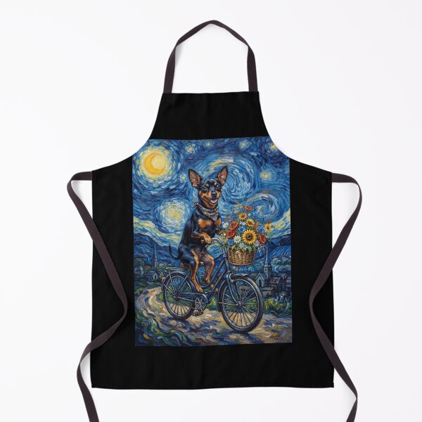 Item preview, Miniature Pinscher Biking Bike Starry Night Van Gogh Art Dog Lover designed and sold by dian-rody-crest.