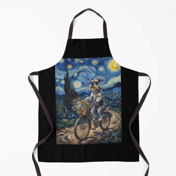 Item preview, Miniature Schnauzer Biking Bike Starry Night Van Gogh Art Dog Lover designed and sold by dian-rody-crest.