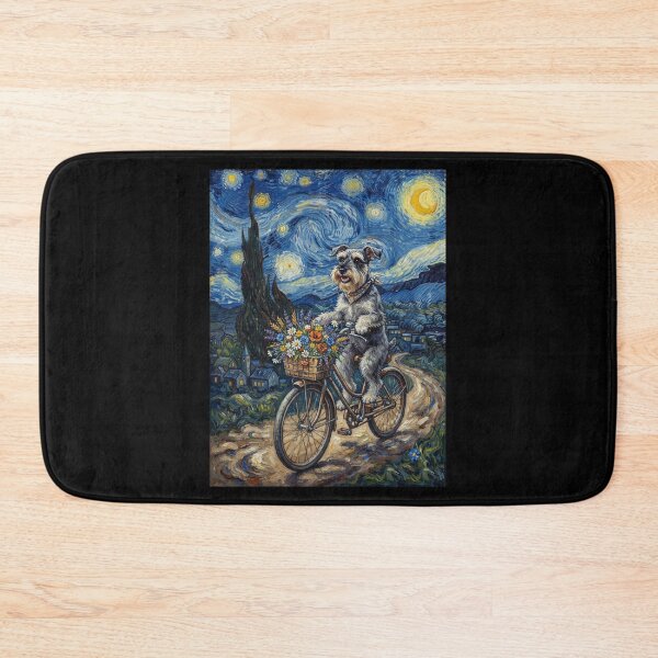 Item preview, Miniature Schnauzer Biking Bike Starry Night Van Gogh Art Dog Lover designed and sold by dian-rody-crest.