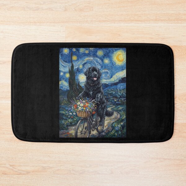 Item preview, Newfoundland Biking Bike Starry Night Van Gogh Art Dog Lover designed and sold by dian-rody-crest.