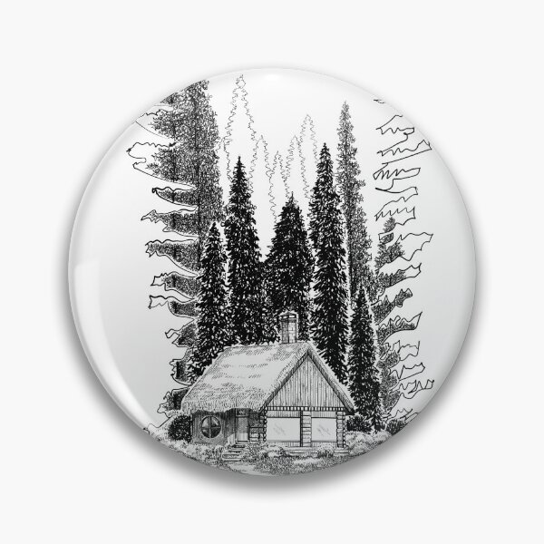 Item preview, Wooden house in the forest drawing  designed and sold by midsketcher.