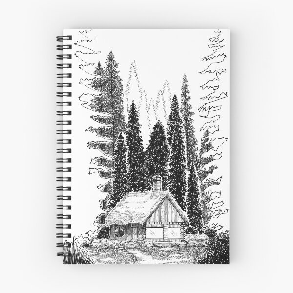 Item preview, Wooden house in the forest drawing  designed and sold by midsketcher.