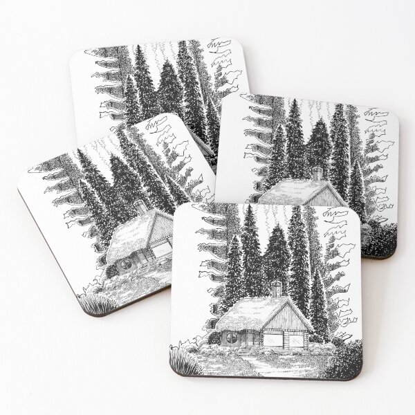Item preview, Wooden house in the forest drawing  designed and sold by midsketcher.