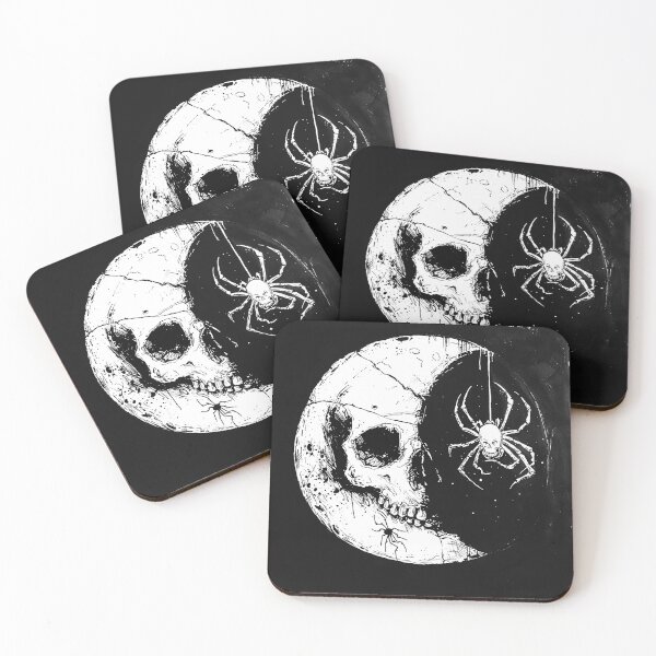 Item preview, Skull Crescent Moon with Spider Gothic Celestial Horror Art Design designed and sold by inkoutninja.