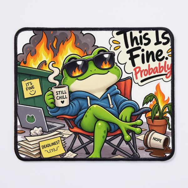 Item preview, This Is Fine Frog – Still Chill designed and sold by Genzfirevibes.