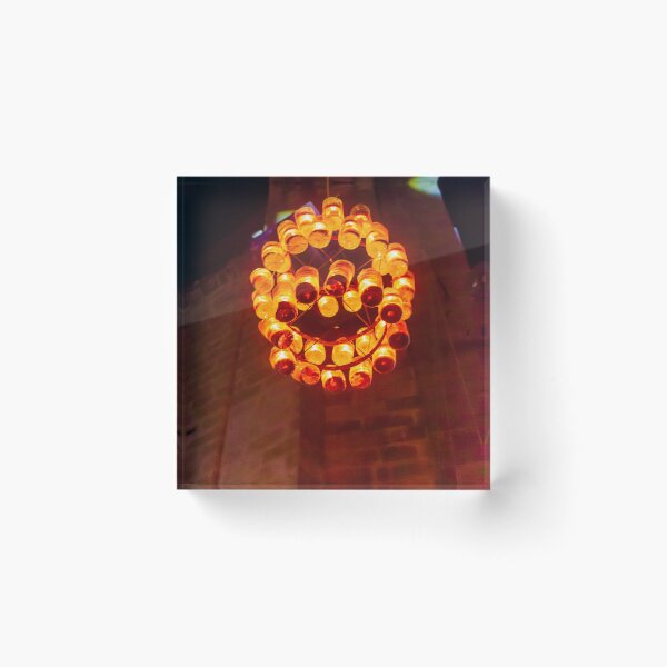 Item preview, Orange Glass Sphere Chandelier: Hanging Lantern Art Installation Over City Night Scene designed and sold by Nmallia.