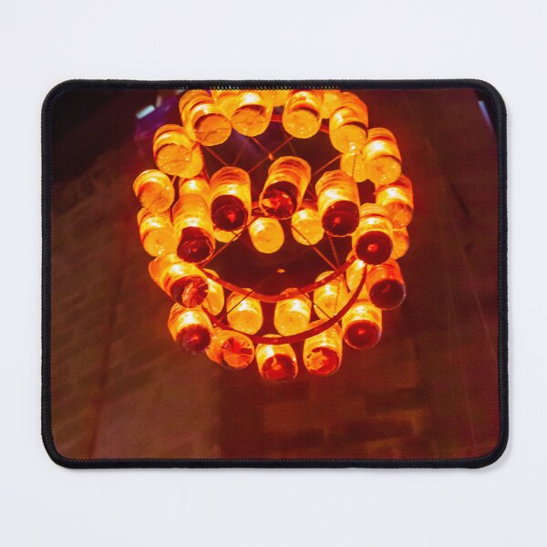 Item preview, Orange Glass Sphere Chandelier: Hanging Lantern Art Installation Over City Night Scene designed and sold by Nmallia.