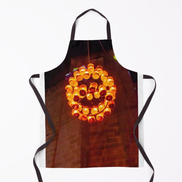 Item preview, Orange Glass Sphere Chandelier: Hanging Lantern Art Installation Over City Night Scene designed and sold by Nmallia.