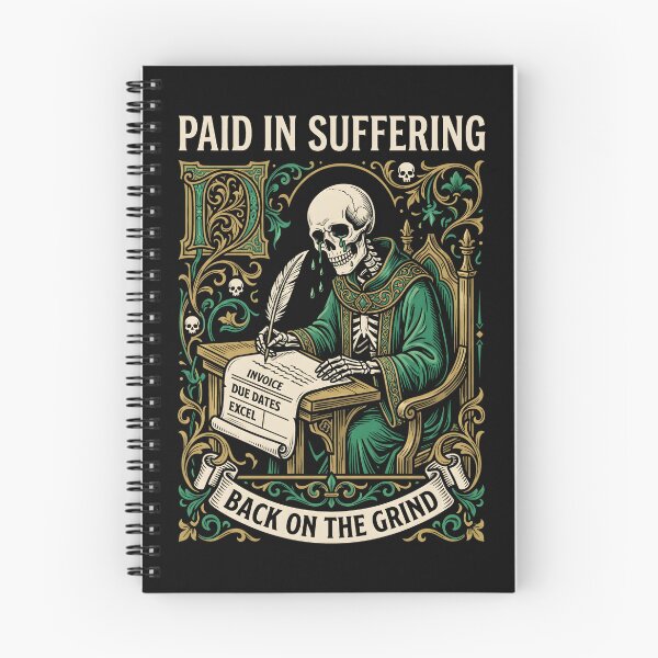 Item preview, Paid In Suffering Skeleton Scribe Work Humor designed and sold by SplashTastic.