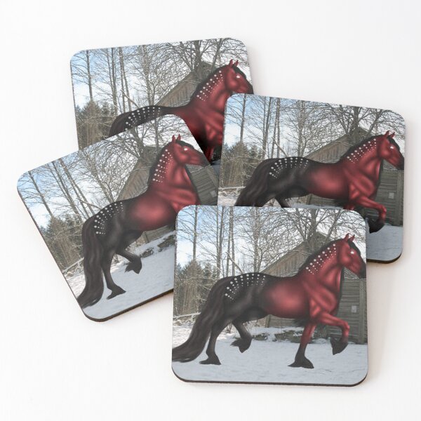 Item preview, Dark Red Fantasy Horse in a Snowy Woodland designed and sold by JannikHolzer.