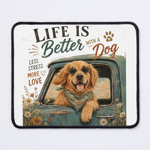 Item preview, Life Is Better With A Dog - Vintage Golden Retriever Truck designed and sold by GenZFashion000.