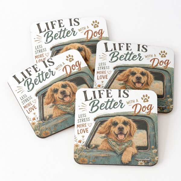 Item preview, Life Is Better With A Dog - Vintage Golden Retriever Truck designed and sold by GenZFashion000.