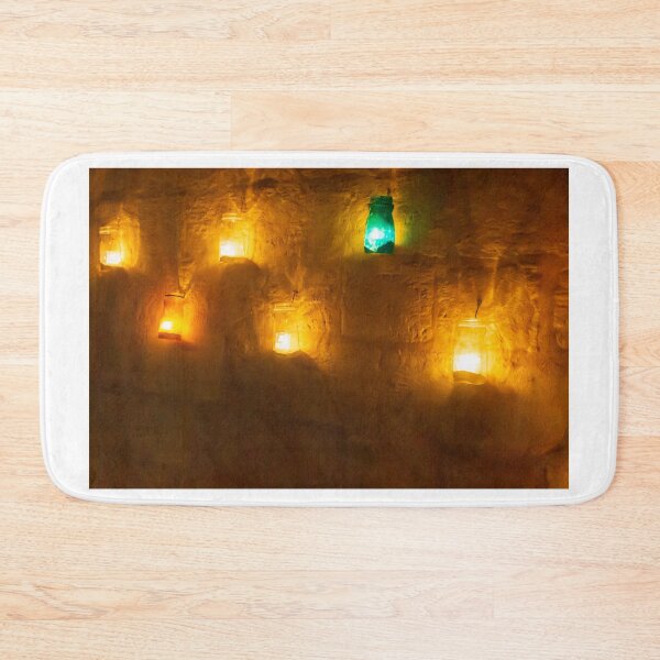 Item preview, Warm Lantern Wall Display With Hanging Jars Creates Cozy Night Ambiance In A Rustic Cave Setting designed and sold by Nmallia.
