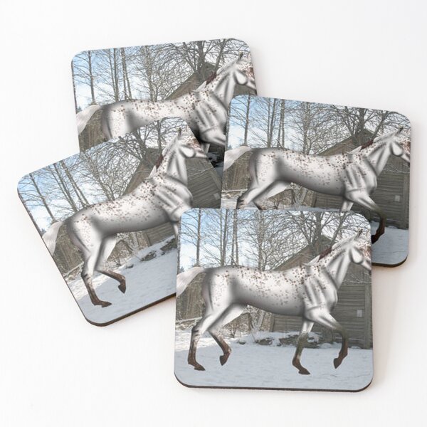 Item preview, Elegant White Spotted Fantasy Horse in Winter Forest designed and sold by JannikHolzer.
