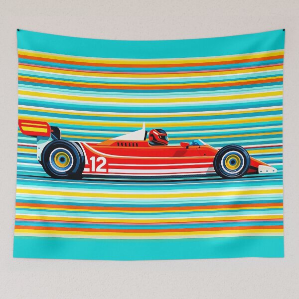 Item preview, #12 Vintage Red Race Car – Retro Racing Stripes  designed and sold by PitWallArt.