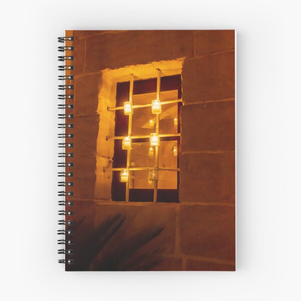 Item preview, Warm Candlelight Window Grill In A Stone Wall Creates Cozy Nighttime Ambiance Setting designed and sold by Nmallia.