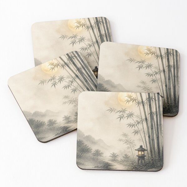 Item preview, Bamboo Moon Wall Art Poster | Moonlit Bamboo Grove, Japandi Japanese Zen Decor designed and sold by LuminaKage.
