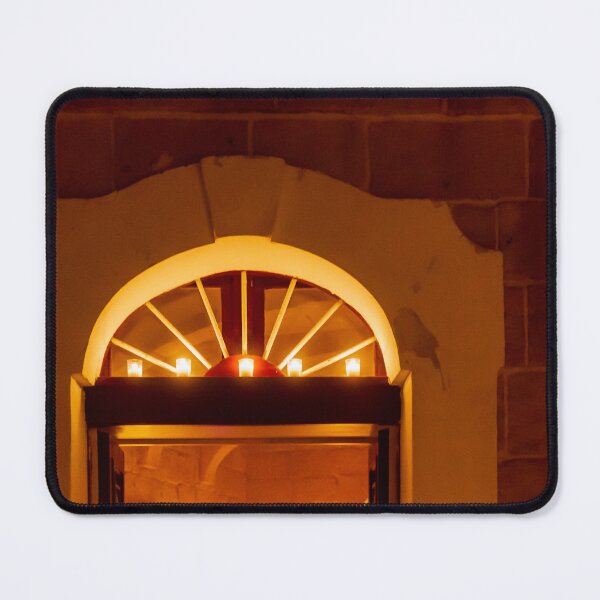 Item preview, Warm Candlelit Arch Doorway With Amber Glow Inside A Brick Building designed and sold by Nmallia.