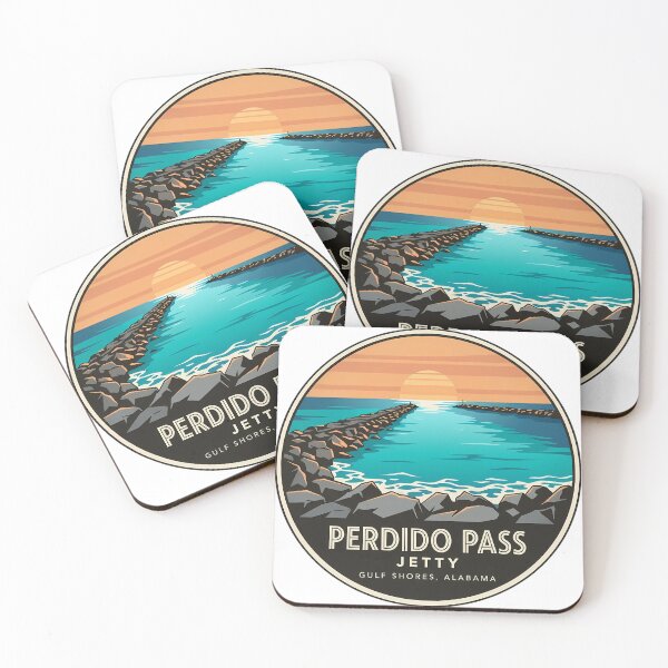 Item preview, Perdido Pass Jetty Gulf Shores Alabama Sunset Sticker designed and sold by DetourDgn.