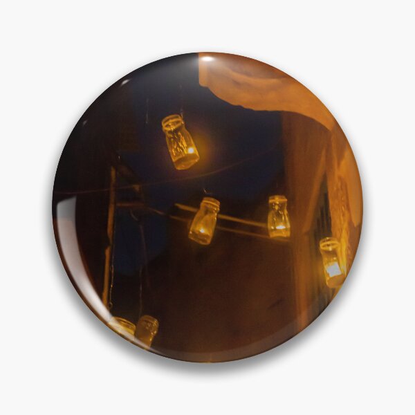 Item preview, Warm Amber Jar Lanterns Dangling Over Narrow Night Alley Creating Cozy Street Scene Atmosphere Warmth designed and sold by Nmallia.