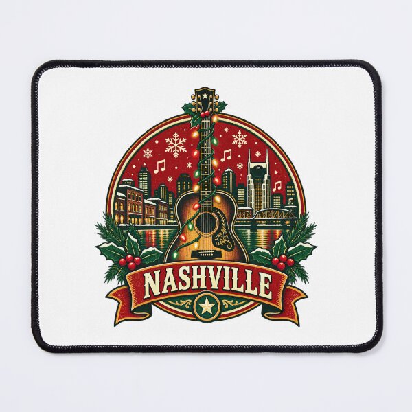 Item preview, Nashville Christmas Shirt – Retro Guitar & Snowflake Vintage Music Design designed and sold by Globalcitytees.