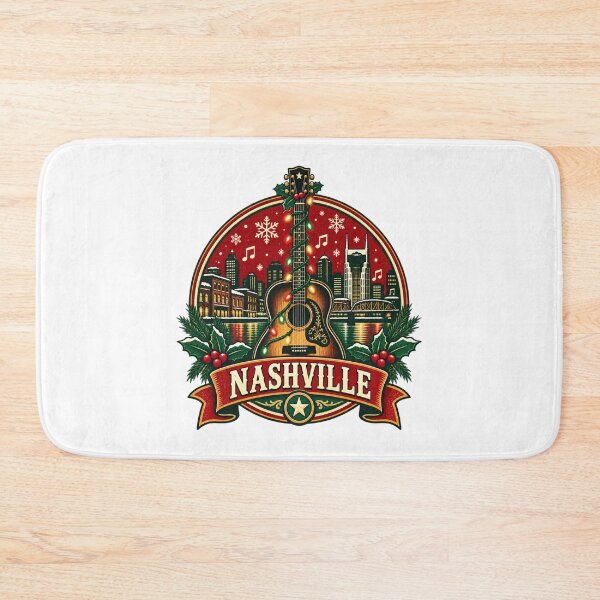 Item preview, Nashville Christmas Shirt – Retro Guitar & Snowflake Vintage Music Design designed and sold by Globalcitytees.