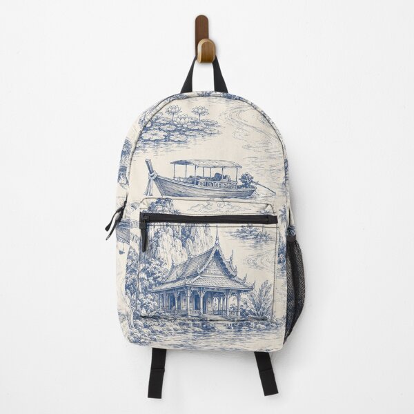 Item preview, Indigo Thai River Journey Toile designed and sold by Thanat Pattern Studio.