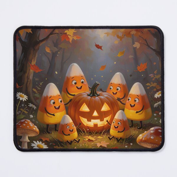 Item preview, Cute Candy Corn Friends Halloween Pumpkin Autumn Forest Art designed and sold by cr6zym1nd.