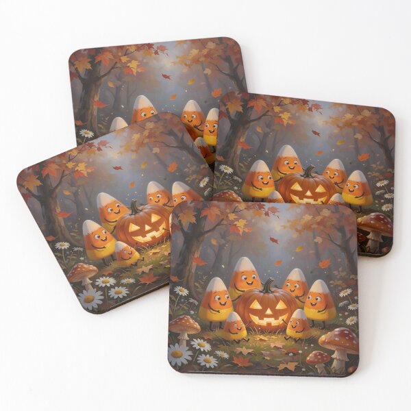 Item preview, Cute Candy Corn Friends Halloween Pumpkin Autumn Forest Art designed and sold by cr6zym1nd.