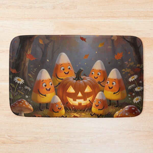 Item preview, Cute Candy Corn Friends Halloween Pumpkin Autumn Forest Art designed and sold by cr6zym1nd.