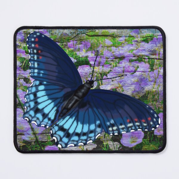 Item preview, Red-Spotted Admiral Butterfly Over Field of Light Purple Flower Blooms designed and sold by michaelasamples.