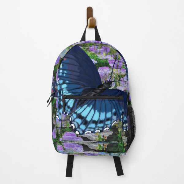 Item preview, Red-Spotted Admiral Butterfly Over Field of Light Purple Flower Blooms designed and sold by michaelasamples.