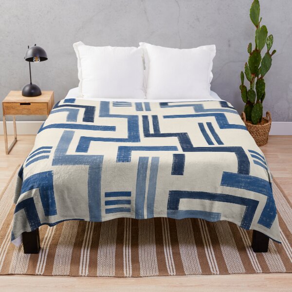 Item preview, Coastal Blue Interlocking Broken Lines designed and sold by Thanat Pattern Studio.