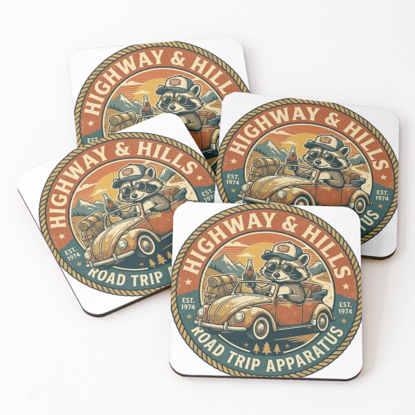 Item preview, Highway Hills Road Trip Raccoon Vintage Convertible Badge designed and sold by lovepower.