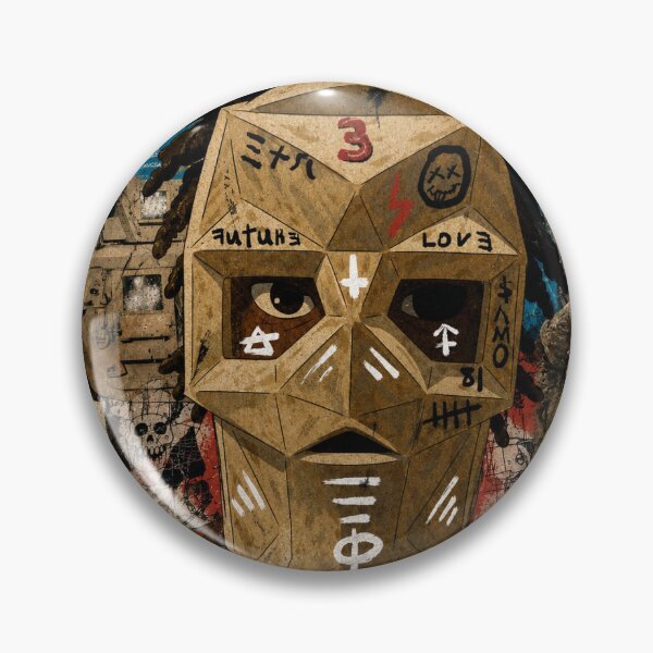 Item preview, Underground Hip Hop Mask – Dark Afrofuturist Graffiti Collage Art designed and sold by Forrest Jōb Art.