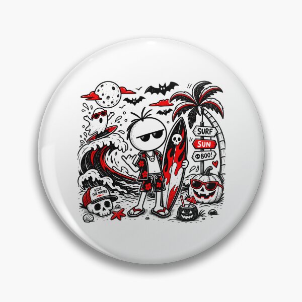 Item preview, Halloween Surf T-shirt – Surfer, Ghost and Tropical Pumpkin designed and sold by J-Impression.