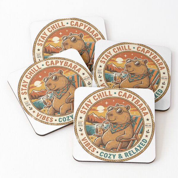 Item preview, Stay Chill Capybara Cozy Relaxed Vintage Retro Badge designed and sold by lovepower.