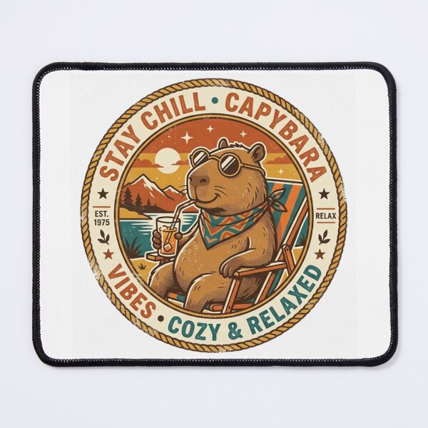 Item preview, Stay Chill Capybara Cozy Relaxed Vintage Retro Badge designed and sold by lovepower.