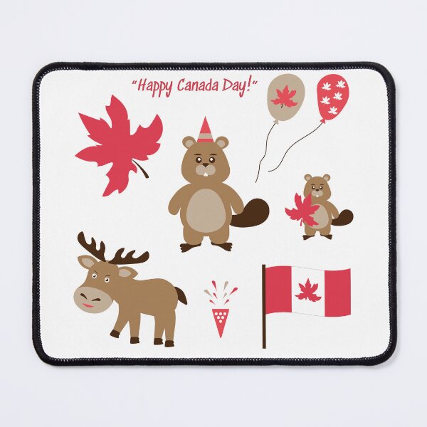 Item preview, Happy Canada Day Cute Beaver Moose Maple Leaf Vector Sticker Pack designed and sold by ElenMart.