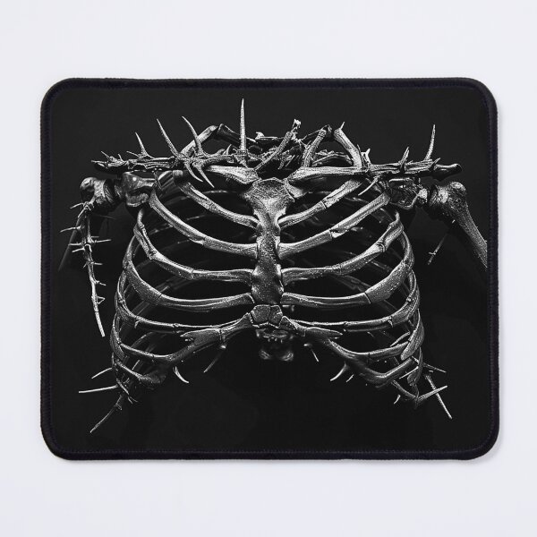 Item preview, Thorn Wrapped Rib Cage Gothic Skeleton Anatomy Black and White Art designed and sold by inkoutninja.