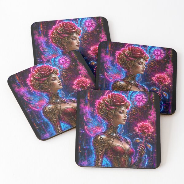 Item preview, Neon steampunk rose — fantasy mechanical queen designed and sold by Axokris.