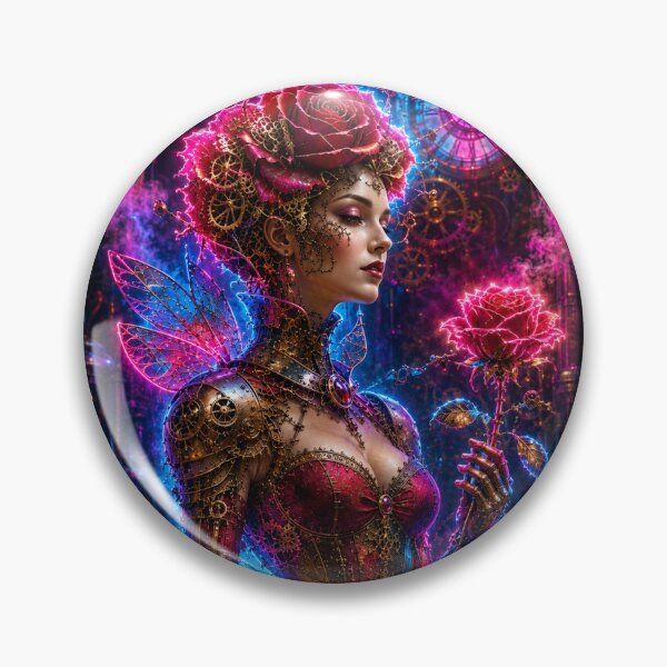 Item preview, Neon steampunk rose — fantasy mechanical queen designed and sold by Axokris.