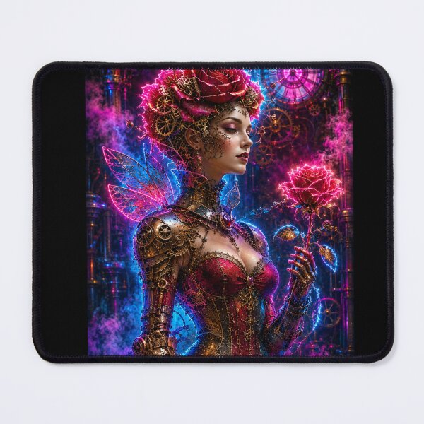 Item preview, Neon steampunk rose — fantasy mechanical queen designed and sold by Axokris.