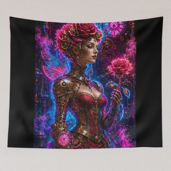 Item preview, Neon steampunk rose — fantasy mechanical queen designed and sold by Axokris.