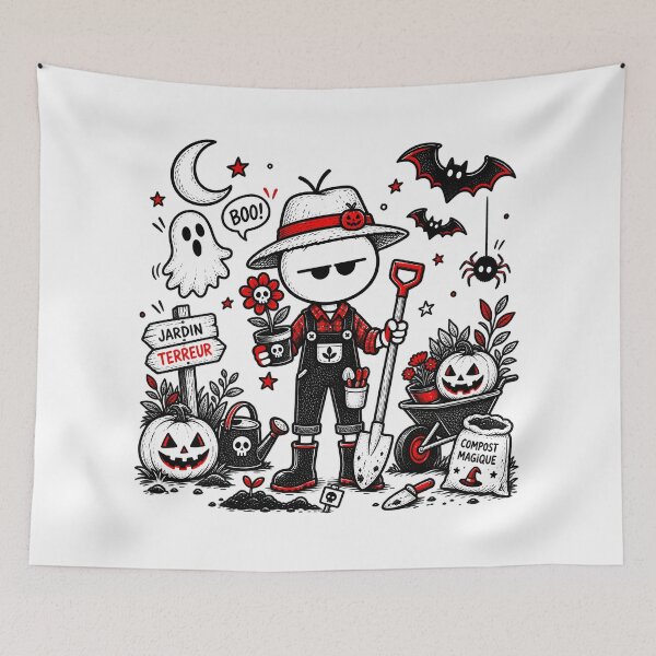 Item preview, Halloween Gardener T-shirt – Garden of Terror and Pumpkins designed and sold by J-Impression.
