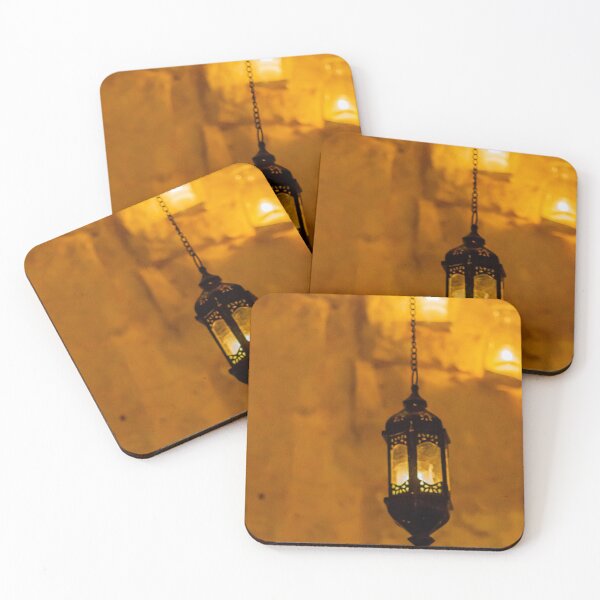 Item preview, Vintage Hanging Lantern With Warm Amber Light Against a Stone Wall Interior designed and sold by Nmallia.