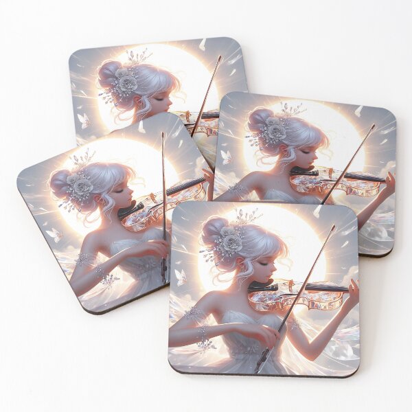 Item preview, Celestial White Hair Violinist Girl in Radiant Light designed and sold by Holub Art Studio & design.