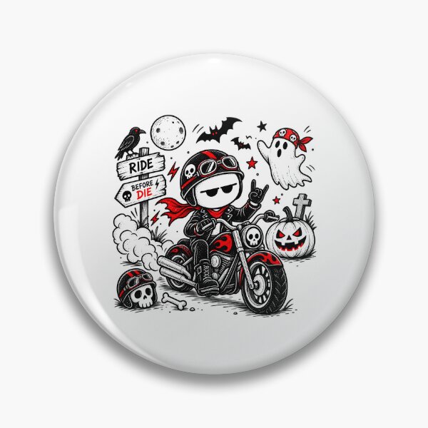 Aperçu de l'œuvre T-shirt Halloween Motard – Ride Before Die créée et vendue par J-Impression.