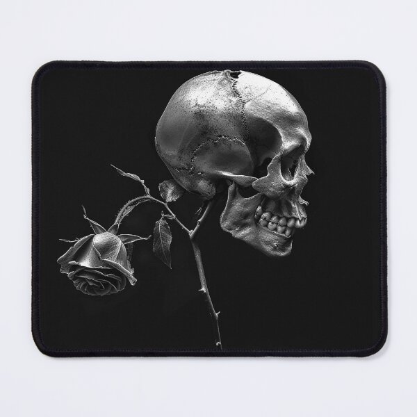 Item preview, Skull with Rose Gothic Memento Mori Black and White Art Design designed and sold by inkoutninja.