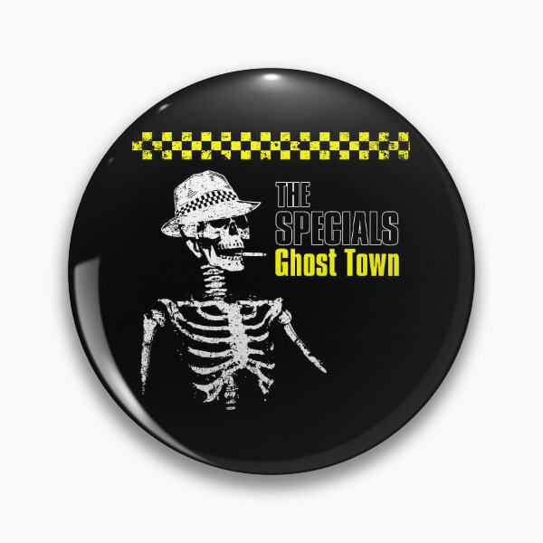 Item preview, White Silhouette Skeleton With Ghost Town Typography designed and sold by GloomRooms.